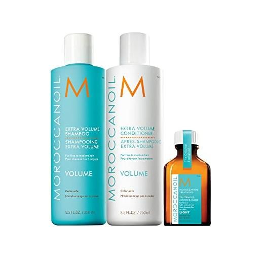 Moroccanoil shampoo e balsamo extra volume 250ml con trattamento light 25ml