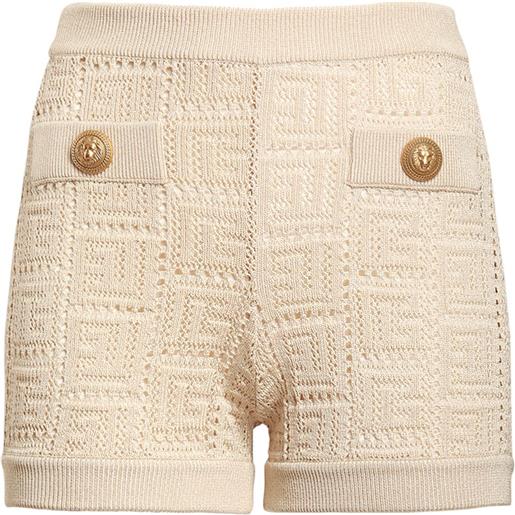 BALMAIN shorts in maglia di viscosa monogram