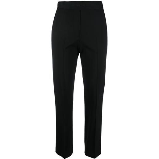 MSGM pantaloni crop con banda logo - nero