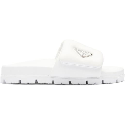 Prada sandali slides con placca logo - bianco