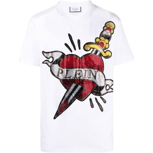Philipp Plein t-shirt love a maniche corte - bianco