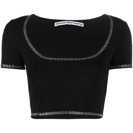 Alexander Wang t-shirt crop con scollo ampio - nero