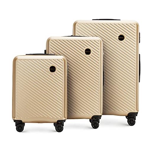 WITTCHEN valigia da viaggio bagaglio a mano valigia da cabina valigia rigida in abs con 4 ruote girevoli serratura a combinazione maniglia telescopica circle line set di 3 valigie d'oro