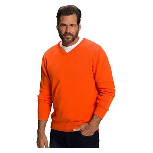 JP 1880 maglione, forma basica, scollo a v, arancione acceso, xxx-large uomo