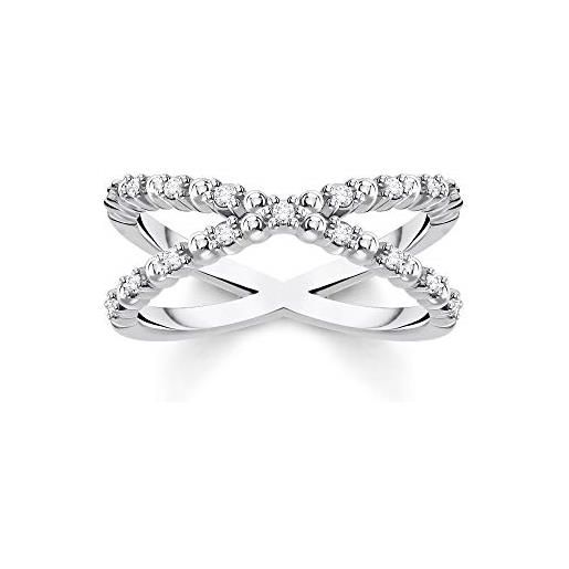 Thomas Sabo anello da donna a pois con pietre bianche in argento sterling 925 tr2318-051-14, 60, argento