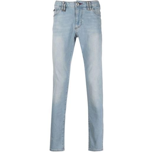 Philipp Plein jeans slim con placca logo - blu