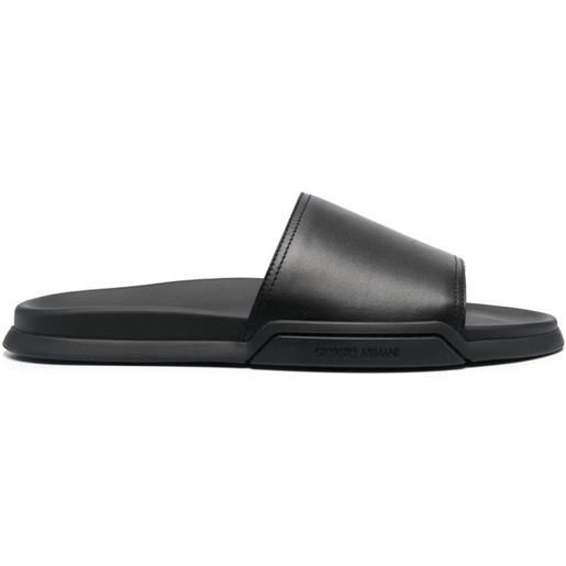 Giorgio Armani sandali slides con logo goffrato - nero