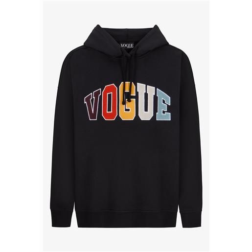 VOGUE Collection felpa con cappuccio vogue editions nera con patch logo college colorato