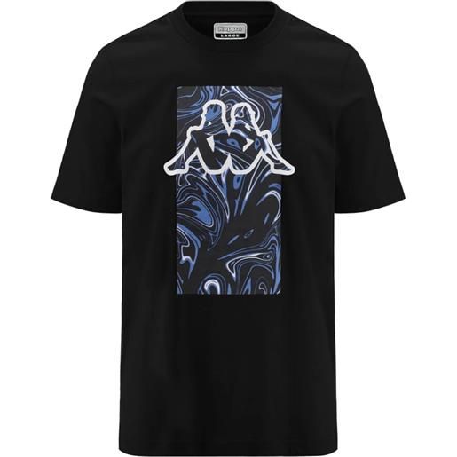 T-shirt maglia maglietta uomo kappa nero girocollo logo ezio cotone jersey 321g78w-005
