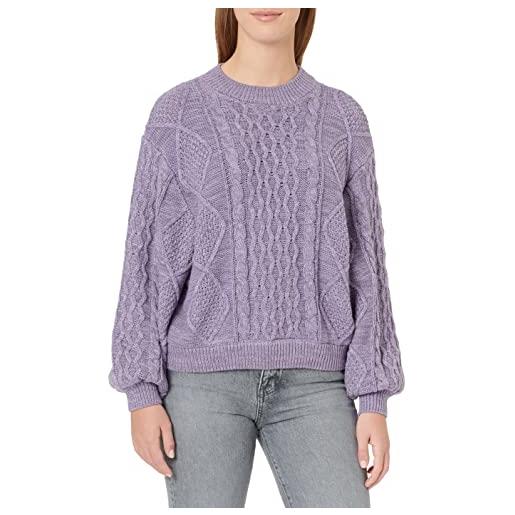 Wrangler balloon sleeve kable knit maglione, bougainville purple, small da donna