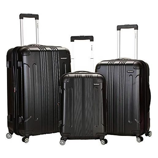 Rockland london hardside spinner wheel bagagli, nero, 3-piece set (20/24/28), set di valigie