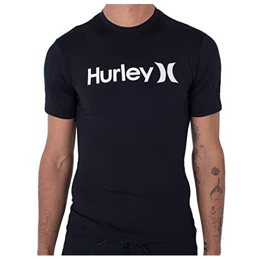 Hurley oao quickdry rashguard s/s camicia di protezione da eruzione cutanea, bianco, l uomo