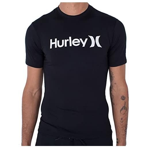 Hurley oao quickdry rashguard s/s camicia di protezione da eruzione cutanea, bianco, xxl uomo