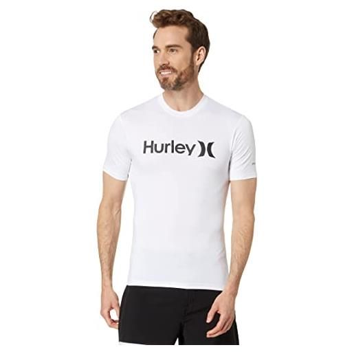Hurley oao quickdry rashguard s/s camicia di protezione da eruzione cutanea, nero, s uomo