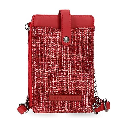 Pepe Jeans oana borsa da corriere rosso 9,5 x 16,5 cm poliestere con dettagli in finta pelle, rosso, bandolera portamóvil, borsa a tracolla per cellulare