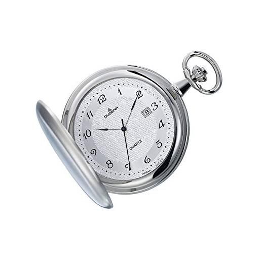 Dugena savonette 4460301-1 - orologio da tasca al quarzo, datario, catena da 30 cm