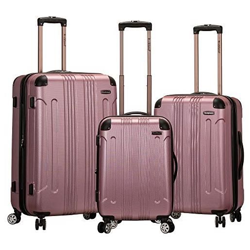 Rockland london hardside spinner wheel bagaglio, rosa, 3-piece set (20/24/28), trolley con ruote girevoli hardside londra