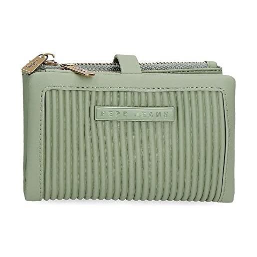 Pepe Jeans aurora portafoglio con portacarte verde 14,5x9x2 cm pelle sintetica