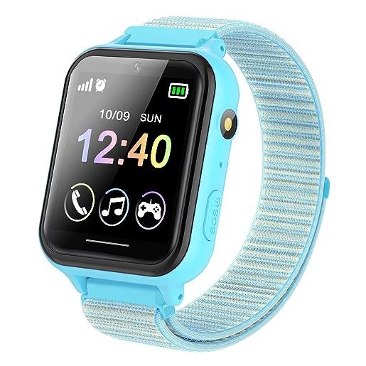 PTHTECHUS smartwatch per bambini, telefono smartwatch con lettore musicale per ragazzi e ragazze giochi sos contapassi touchscreen fotocamera orologio per bambino 4-12 anni regalo