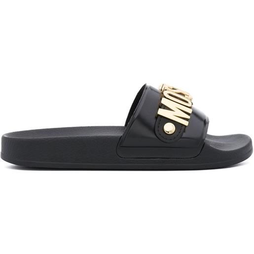 Moschino sandali slides con stampa - nero