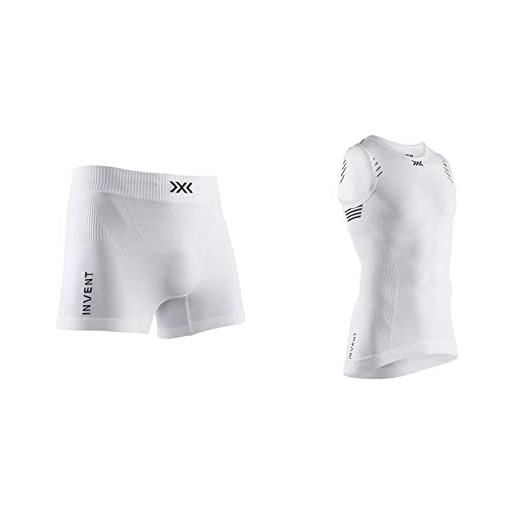 X-Bionic invent light boxer intimo shorts uomo & canotta compressione maglia senza maniche uomo, arctic bianco/opal nero, l