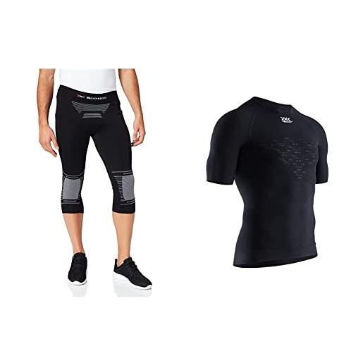X-Bionic energizer 4.0 maglia compressione manica corta & strato base pantaloni corti funzionali 3/4 uomo opal nero/arctic bianco, m