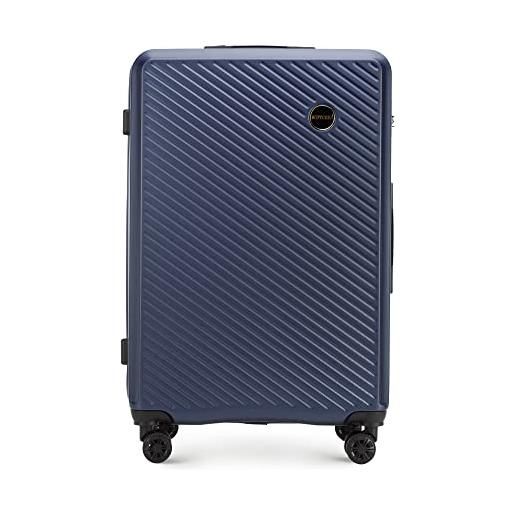 WITTCHEN valigia da viaggio bagaglio a mano valigia da cabina valigia rigida in abs con 4 ruote girevoli serratura a combinazione maniglia telescopica circle line taglia l blu scuro