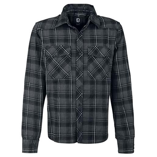 Brandit checkshirt uomo camicia in flanella grigio/nero/bianco xxl 100% cotone regular