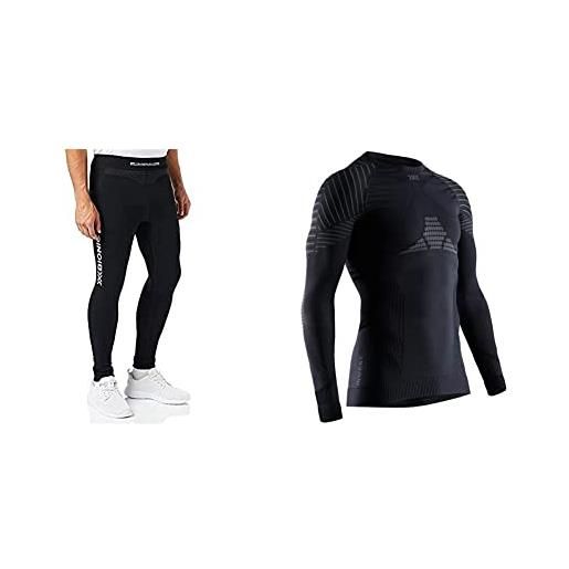 X-Bionic invent 4.0 pantaloni strato base uomo & maglia termica compressione maniche lunghe invernale per corsa, sci, fitness, m, nero/charcoal