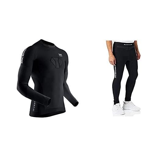 X-Bionic invent 4.0 pantaloni & maglia termica strato base uomo compressione maniche lunghe invernale per corsa, sci, fitness, m, nero/charcoal