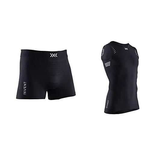 X-Bionic invent light boxer intimo shorts uomo & canotta compressione maglia senza maniche uomo, opal nero/arctic bianco, l
