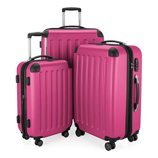 Hauptstadtkoffer - spree - set di 3 valigie, valigie rigide, trolley con 4 doppie ruote, bagaglio da viaggio opaco, set da viaggio, tsa, (s, m e l), rosa