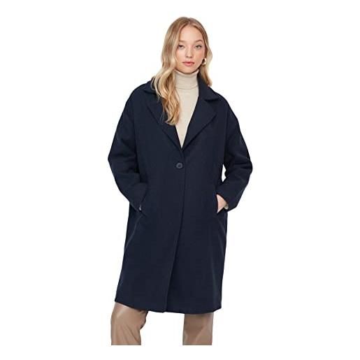 Trendyol damen modest regular parkas plain webstoff mantel cappotto, navy blue, 42 da donna