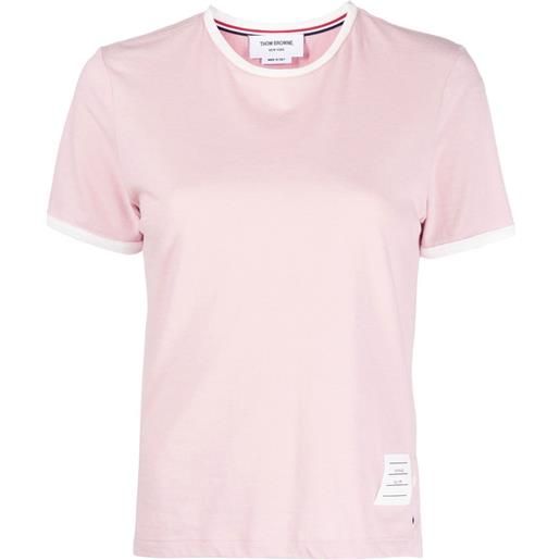 Thom Browne t-shirt con bordo a contrasto - rosa