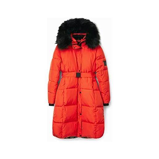 Desigual padded_noruega, 7002 orange cappotto lungo imbottito, xs da donna