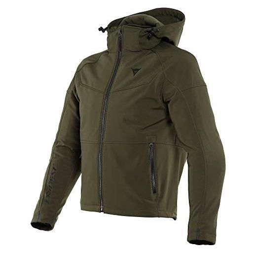 DAINESE - ignite tex jacket, giacca moto uomo, fleece in tessuto idrorepellente e traspirante, giacca moto antipioggia, protezioni spalle e gomiti, dettagli riflettenti, verde scuro