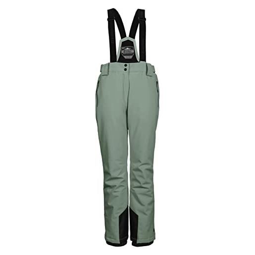 Killtec ksw 249 wmn ski pnts pantaloni funzionali da sci con bretelle rimovibili, protezione bordi e ghetta antineve, grigio verde, 40 donna