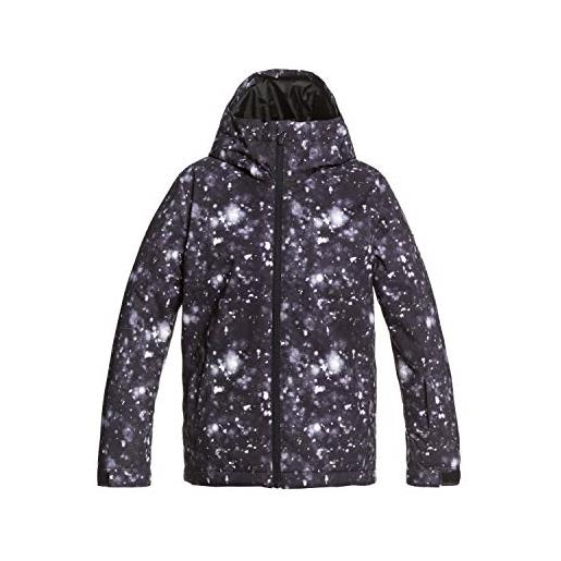 Quiksilver z0ol0 mission printed - giacca da snowboard da ragazzo 8-16 giacca da snowboard, bambino, true black woolflakes, xs/8