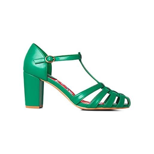 Joe Browns stile vintage strappy scarpe t-bar tacco a blocchi sandali, décolleté donna, verde, 38 eu