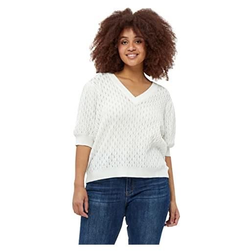 Peppercorn rosalia v-neck half sleeve knit t-shirt curve donna, bianco (235 cloud dancer), 54
