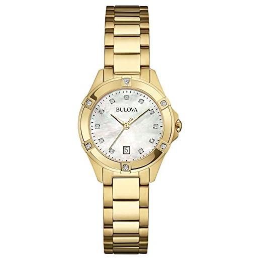 Bulova orologio da donna analogico al quarzo, cinturino in acciaio inox - Bulova diamonds 96w100