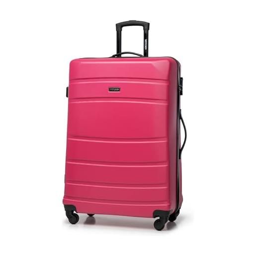WITTCHEN valigia da viaggio bagaglio a mano valigia da cabina valigia rigida in abs con 4 ruote girevoli serratura a combinazione maniglia telescopica globe line taglia l rosa