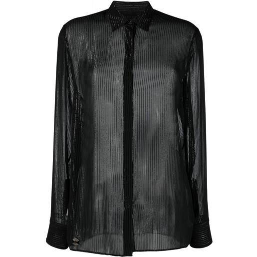 Philipp Plein camicia semi trasparente - nero