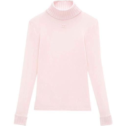 Courrèges maglione a collo alto con applicazione - rosa