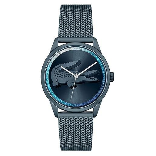 Lacoste orologio analogico al quarzo da donna con cinturino in maglia metallica in acciaio inossidabile blu - 2001260