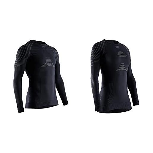 X-Bionic invent 4.0 maglione b036 black/charcoal l & invent 4.0 round neck long sleeves strato base camicia funzionale, donna, black/charcoal, s