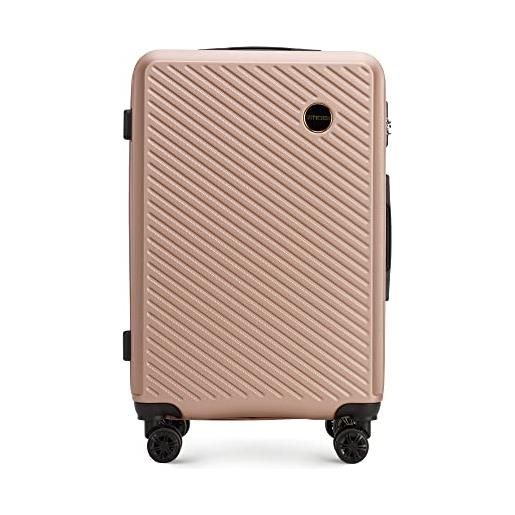 WITTCHEN valigia da viaggio bagaglio a mano valigia da cabina valigia rigida in abs con 4 ruote girevoli serratura a combinazione maniglia telescopica circle line taglia m rosa cipria