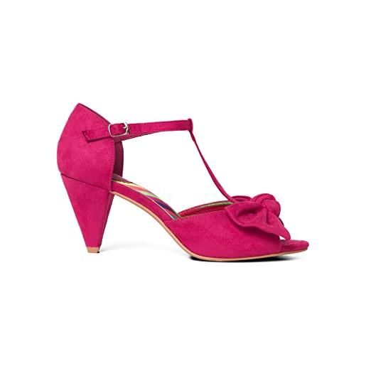 Joe Browns fiocco anteriore t-bar peep toe scarpe sandali con tacco, décolleté donna, rosa acceso, 39 eu
