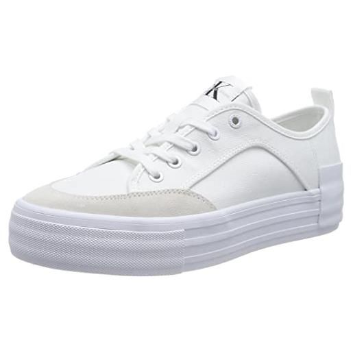 Calvin Klein Jeans sneakers vulcanizzate donna vulc flatform bold irreg lines zeppa, bianco (white/ancient white), 41 eu