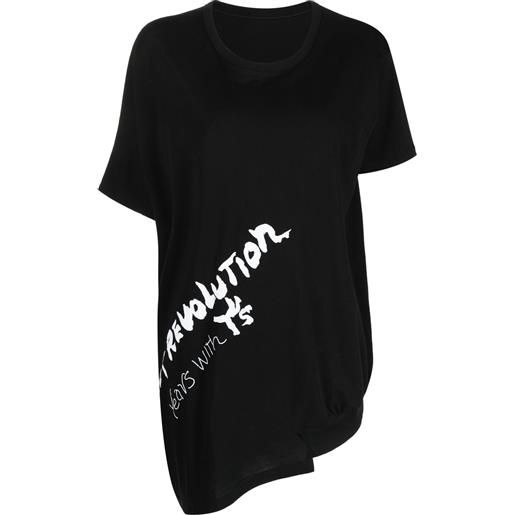 Y's t-shirt asimmetrica con stampa grafica - nero